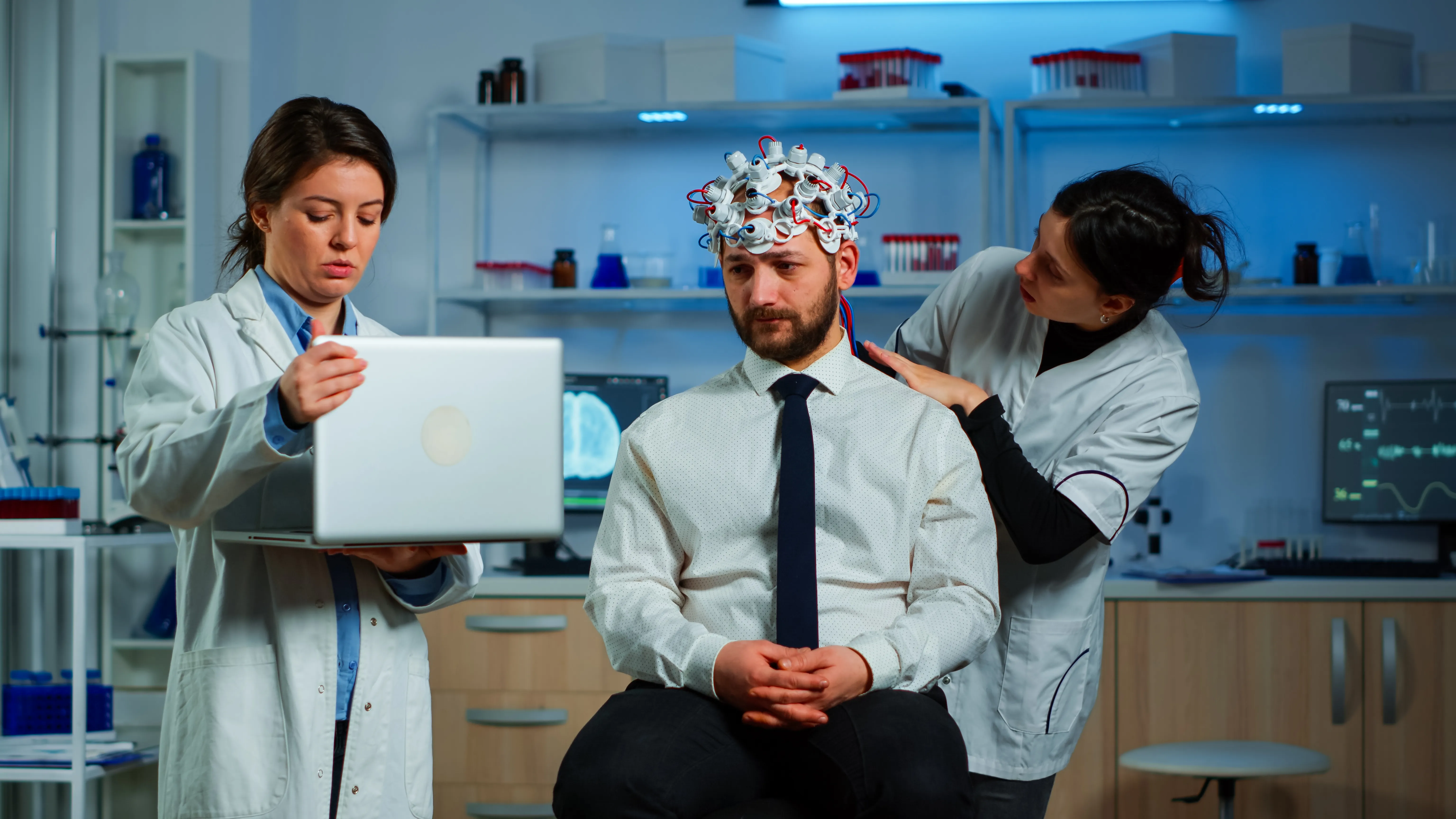 Neurologist reviewing patient EEG results